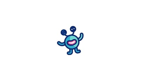 Animated Blue Monster Waving and Walking Loop