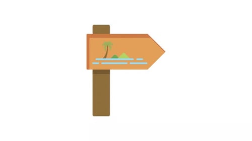 Flat Design Animated Signpost for Travel Destinations