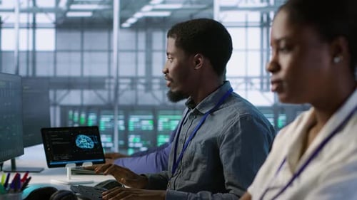 Close Up of Woman in Server Hub Ensuring Optimal System Performance