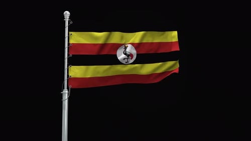 Realistic Uganda National Flag Waving Animation
