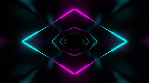 Cyan And Pink Neon Light Tunnel Background Vj Loop In 4K