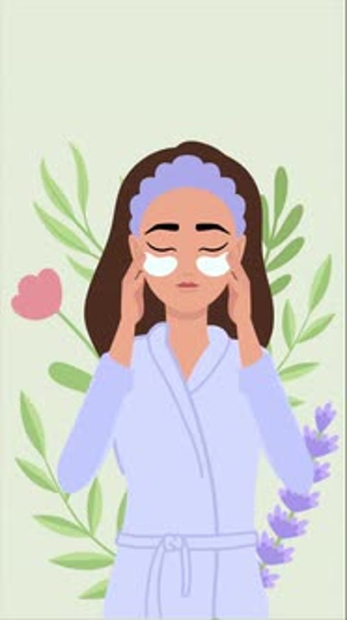Woman applying under eye patches for skin care