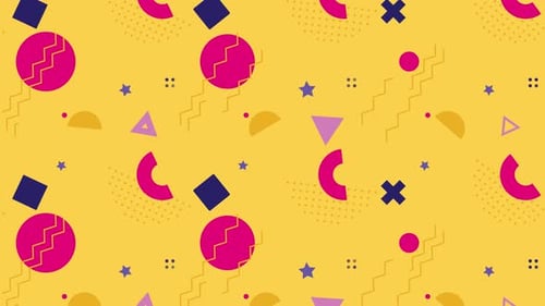 Colorful Flat Design Geometric Shapes Seamless Loop Background