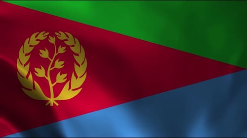 Eritrea National Flag Waving in Realistic Fabric Style