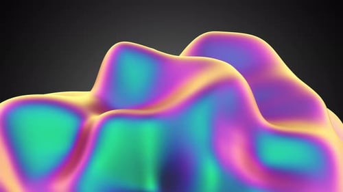 Amazing moving shiny colorful organic object abstract on dark black background. Motion loop. 4K.