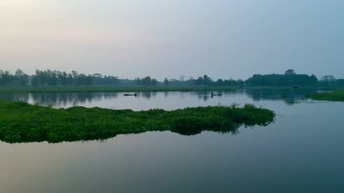 peaceful and calm atmosphere on the lake in the afternoon