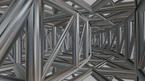 Rotation inside the Wireframe of a Silver Figure, Shape, Exclusive, Reflection, 3D Render