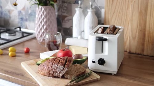 Breakfast Still Life with Toast and Fresh Foods