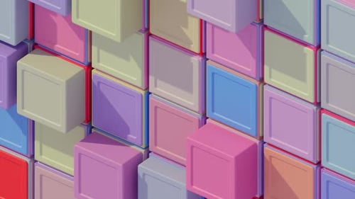 Pastel Geometric Cubes Looping Motion Background