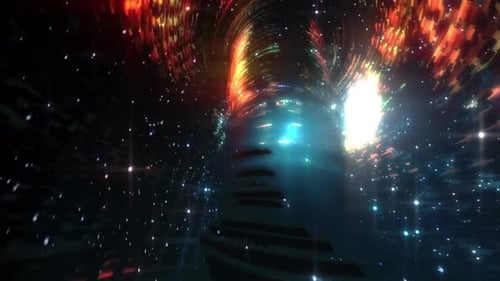 Vibrant Abstract Glowing Tunnel Digital Space Warp