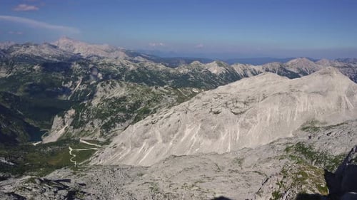 Panorama Of Julian Alps Mountains in Slovenia Nature Landscape in Sunny Summer