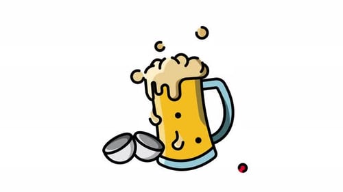 Animations-Bierglas-Ikone. Animationsanimation zum Thema Kochen
