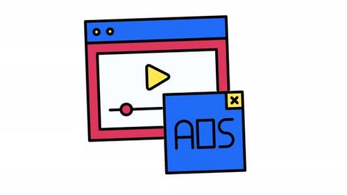 Animated Video Player and Ad Pop-up in Flat Design