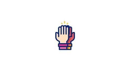 Flat Design Animated Icon of Hands Meeting and Glowing