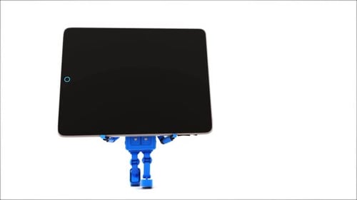 Walking Robot Carrying Tablet Screen Display
