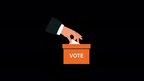 Hand Placing Ballot in Vote Box Flat Design Animation