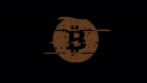 Bitcoin Symbol Digital Reveal with Dot Matrix Effect