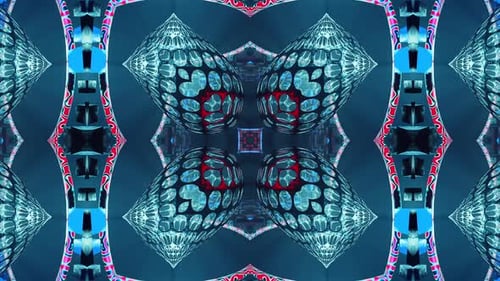 Blue and red kaleidoscope design. Kaleidoscope VJ loop