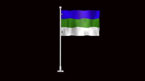 Animated Flag Waving Blue Green White Stripes