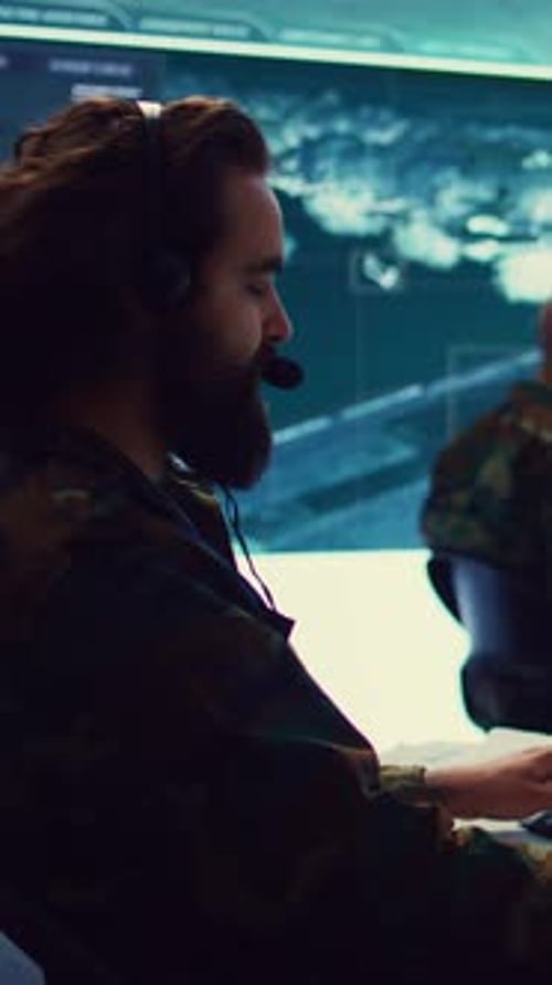 Vertical Video Reconnaissance Department Operator Gathering Information for National Safety