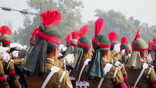 Indian Female Military Police and Navy Rehearsing for Republic Day Parade