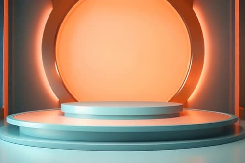 podium Futuristic showcase with platform for product displaying. Empty modern stage display