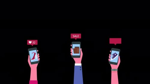 Phone in Hand and Online Shopping Alpha Channel 4K