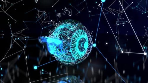 Futuristic Digital Eye Network Connection Technology Abstract Animation