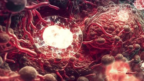Cell Division in Microscopic Biological Environment Animation