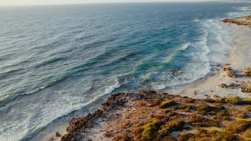 Aerial View of a Beach and the Ocean