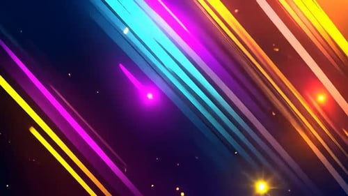 Vibrant diagonal lines of neon colors, dynamic abstract background with glowing streaks
