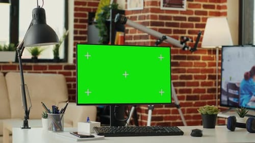 Computer Monitor displaying Chroma Key Green Screen