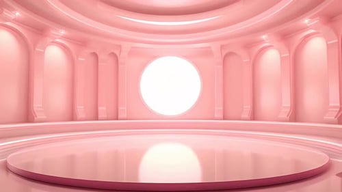 Elegant Pink 3D Studio Stage with Rotating Camera and Pulsating Light