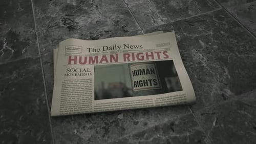 Animated Newspaper with Human Rights Headline