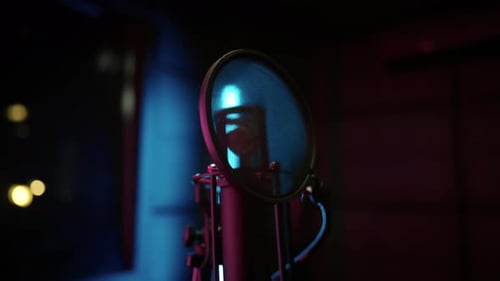 Professional Microphone in Music Recording Studio Audio Production Industry Modern Equipment for