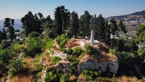 Zefat old Crusaders Fortress Aerial view