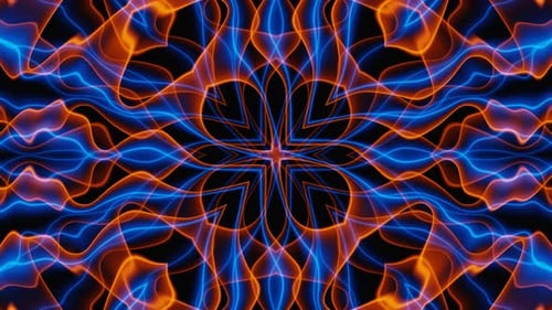 Abstract Magic Blue Energy Waves Kaleidoscope Zen Loop Animation