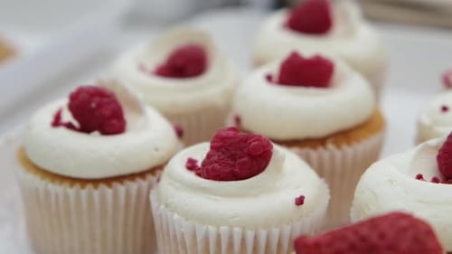 Delicious Raspberry Cupcakes Close Up