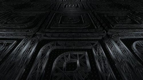 Background with Motion over Black Wireframes of Figures, 3D Render, Shapes, Reflection, Exclusive