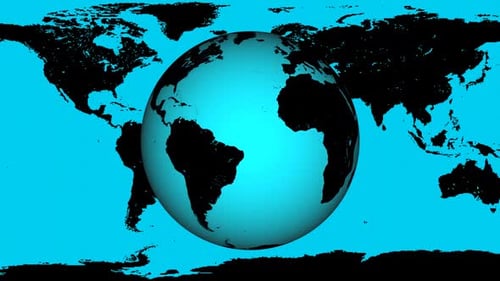 Rotating Earth Globe Animation with World Map Background
