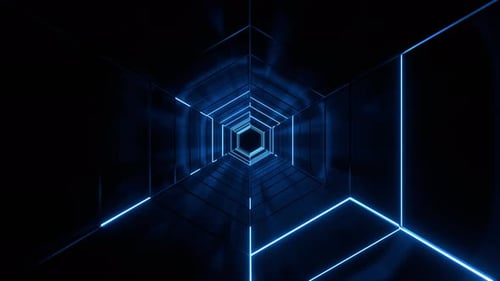 Blue Amazing Hexagonal Strobe Tunnel Background Vj Loop | 4K