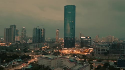 Aerial view of buildings and roads in Gurugram, India.