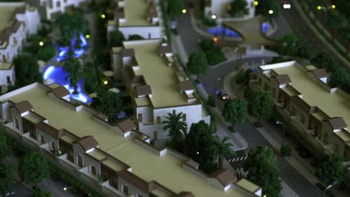 Architectural Model Panning Over Modern Residential Complex