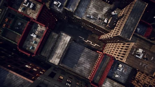Vista aérea del centro de Manhattan al atardecer