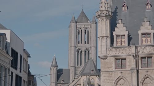 Historic architecture on Belgian city street in Ghent