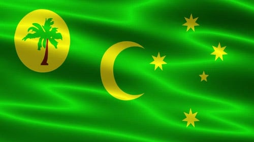 Cocos Keeling Islands Flag Waving Loop Animation