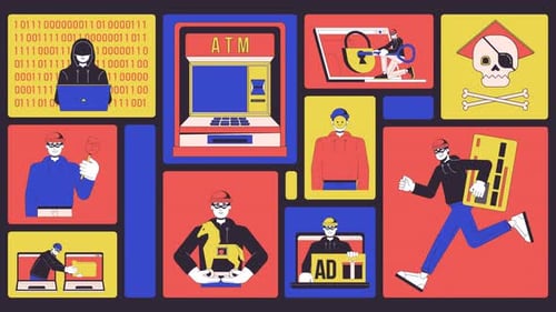 Cyber crimes animated bento grid layout