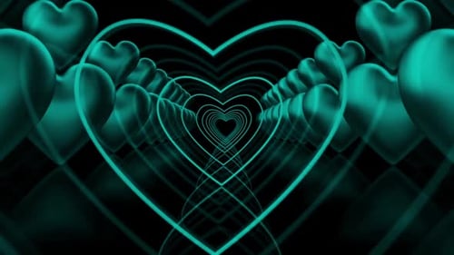 Cyan Balloon Heart For Valentine Loop Animation