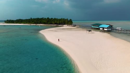 Aerial view of Balabac, Onok Island, Palawan, person, Philippines.