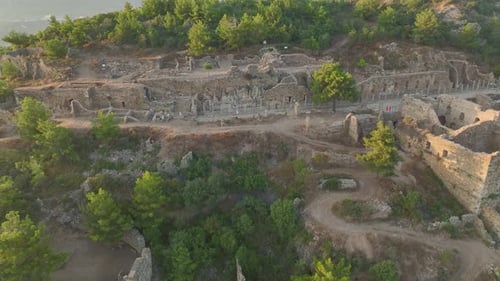 Aerial View Uncovered Ancient City Ruins Exposed After Archaeological Excavation